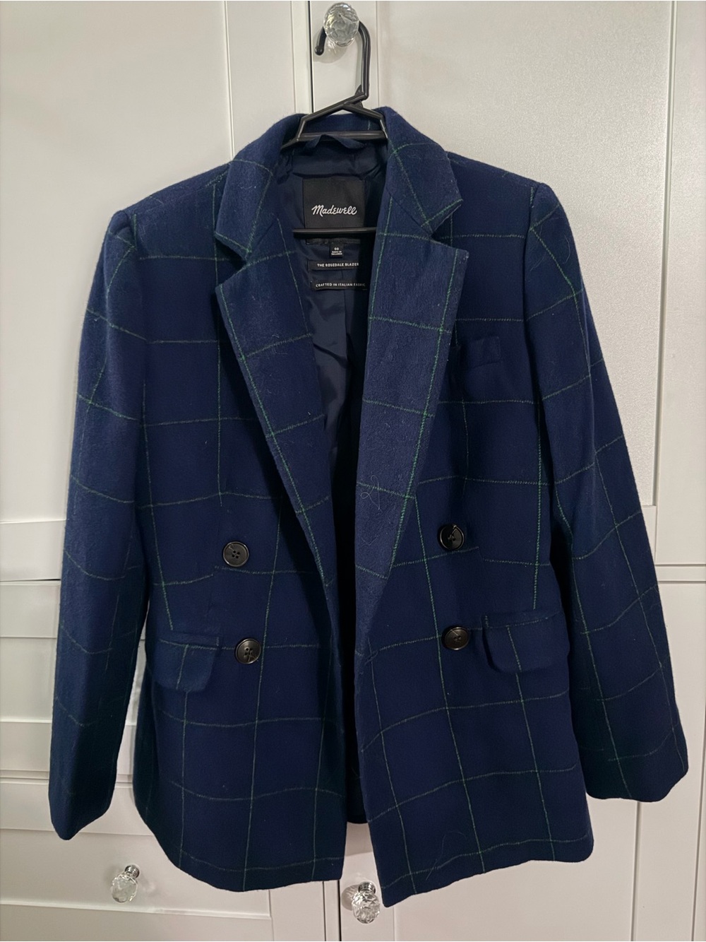 Madewell Navy Plaid Double-Breasted Pea Coat